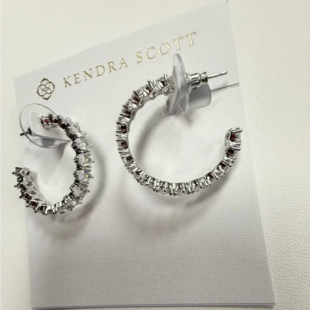 Kendra Scott Crystal Embellished Silver Earrings - Picture 3 of 4